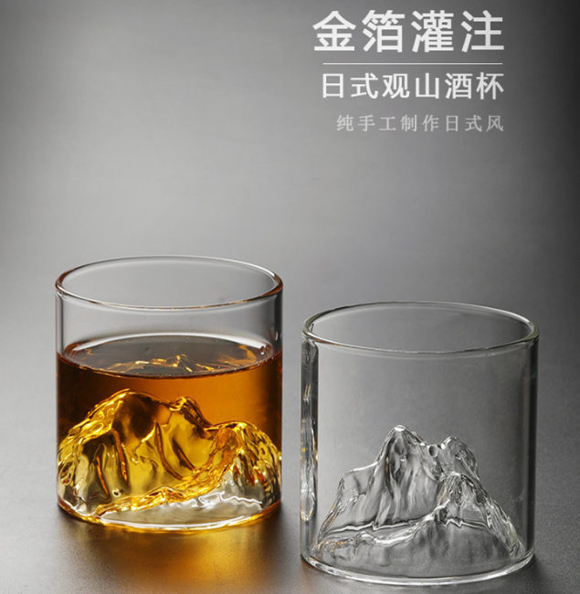 批发销售玻璃观山杯藏山杯威士忌酒杯高硼硅玻璃家用水杯创意酒杯